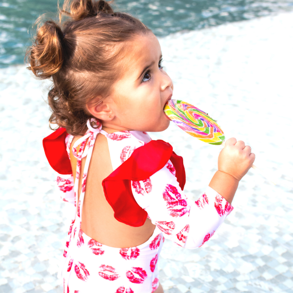 Red Kisses - One Piece - Kids Swimwear