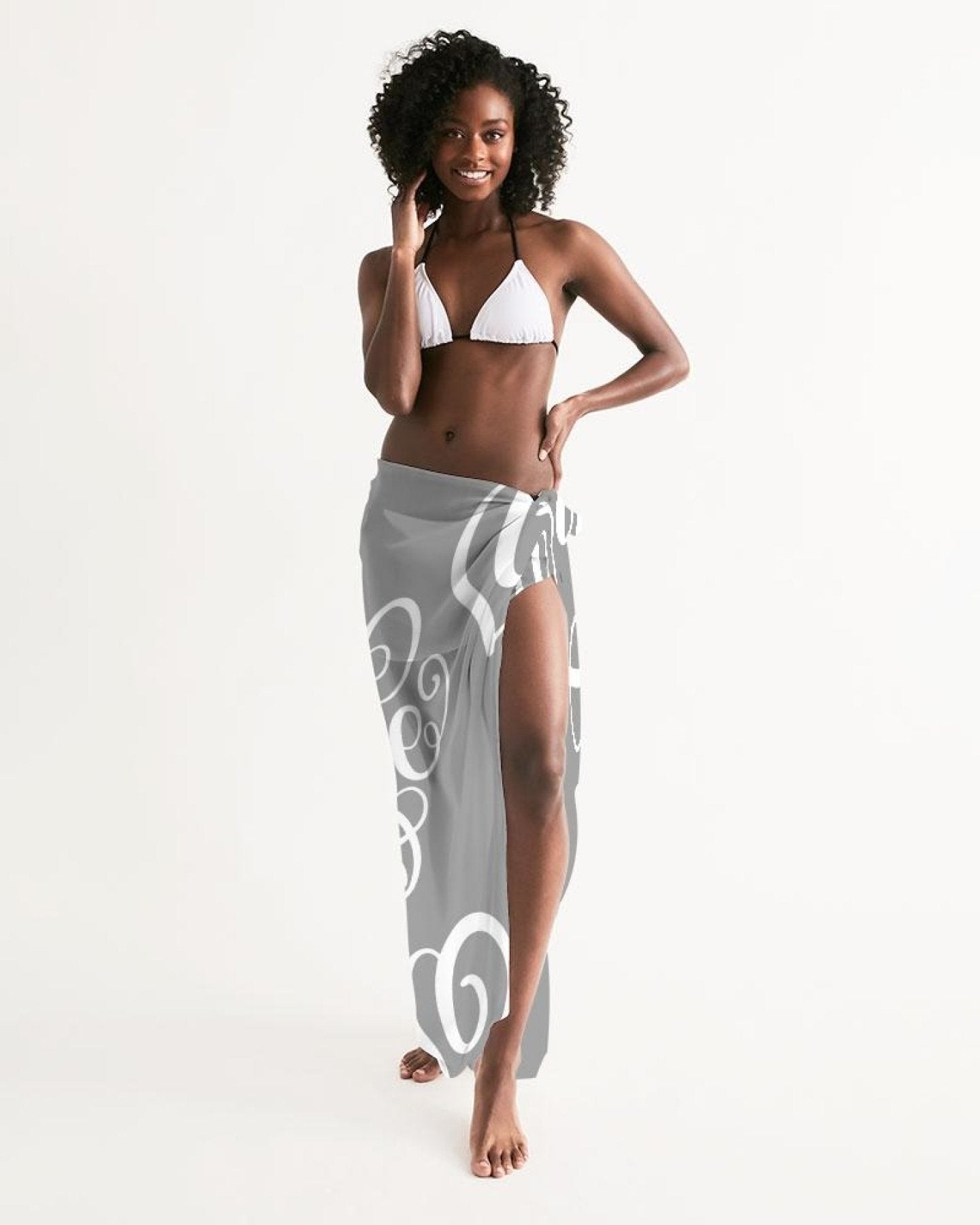 Sheer Sarong Swimsuit Cover Up Wrap / Love Grey