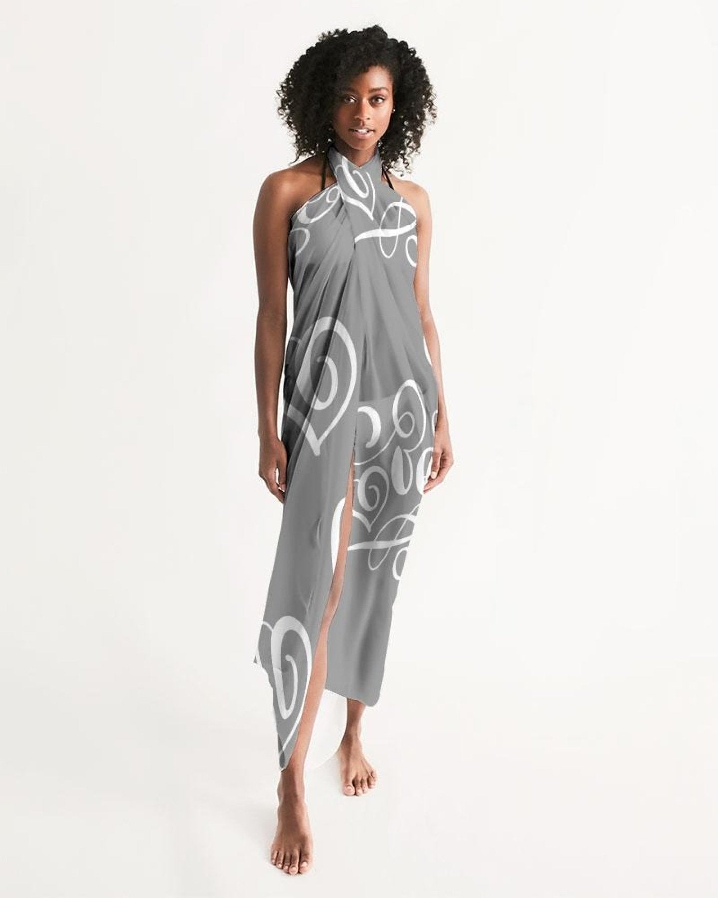 Sheer Sarong Swimsuit Cover Up Wrap / Love Grey